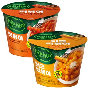 (실온보관) 비비고 컵 떡볶이 2종 (떡볶이 110g 치즈떡볶이 108g), 1세트, 218g