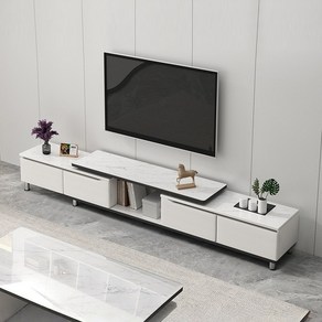 확장형 거실장 220*30CM 서랍형 TV장, 화이트
