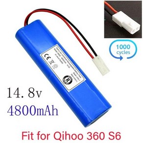 리튬 이온 배터리 Qihoo 360 S6 로봇 진공 청소기용 고용량 배터리팩 14.8V 12800MAH, 02 4800mAh, 1개