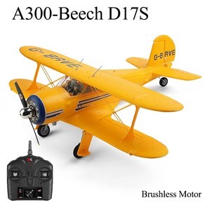 RC 비행기 WLtoys 3D6G A300Beech D17S 키트 RTF EPP 4CH 복엽 브러시리스 모터 LED 야외 비행 최신