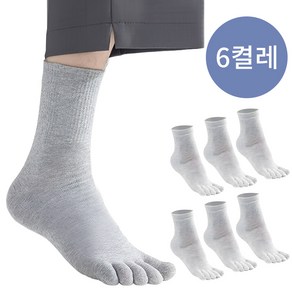 AOKOWN 남성 발가락양말 중목 땀흡수 스포츠 면양말 6켤레