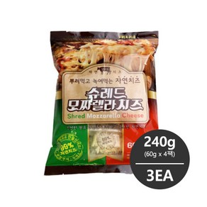 이스트밸리 모짜렐라 피자치즈 240g (60g x 4팩) 3개 냉장 무배, 12개, 60g