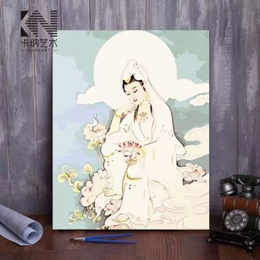 DIY 유화그리기 세트 거실 그림 부처님 동상 Guanyin 유화 매달려 장 품 디지털 색칠