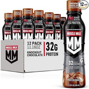 Muscle Milk Po 고급 영양 단백질 쉐이크 12개입 녹아웃 초콜릿맛, 330ml, 1개