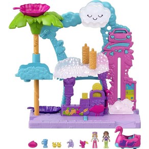 Polly Pocket 폴리포켓 플레이세트 폴리빌 플라밍고 펀 세차 마이크로 인형 2개 장난감 자동차 물놀이 및 색상 변경 액세서리 포함, Polly Pocket 폴리포켓 플레이세트, 폴리빌 플