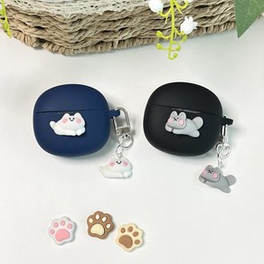 엘리카노 QCY T20 케이스 부끄러운 고양이&못된고양이 TPU, 블랙(못된고양이)