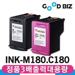 굿비즈토너 삼성 대용량잉크 INK-M180 INK-C180 SL-J1660 SL-J1770FW SL-J1663 SL-J1665 재생, 1개, 컬러