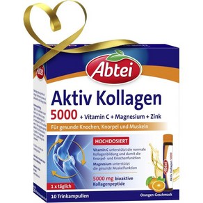 [B08WDL3ZQ9] AbteI AktIv Collagen 5000 - 한 뼈 및 근육용 비타민 C 마그네슘 아연 함유 각각 25ml의 앰플 1 x 10개, 1개