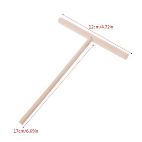 1pc t 형태의 나무 팬케이크 타자 스프레더 스틱 롤링 핀 주방 공구, 베이지, 1개