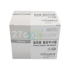 성심 일회용 주사침 27G 38mm 100개입 / 성심메디칼 니들 일회용주사침, 1개