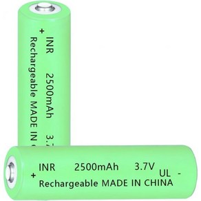 2팩 3.7볼트 18650 충전식 배터리 2500mAh 버튼 상단 배터리손전등 초인종 헤드램프 등용 배터리녹색…, Geen