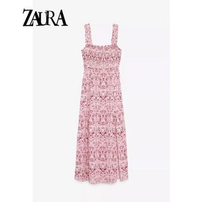 린넨 원피스 ZARA 자라 리넨 블렌드 프린트 미디 롱