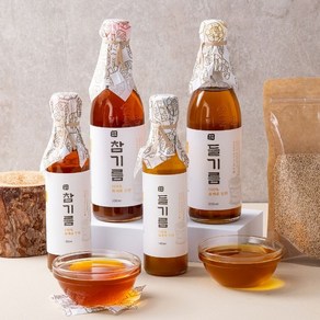 푸드앳홈 [농부미학] 저온압착 참기름 350ml + 들기름, 2개, 180ml