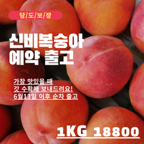 [예약 판매]신비 복숭아 딱딱이 말랑이 여름 제철 과일 (6월 13일 순차 출고), 1박스, 소과 1kg
