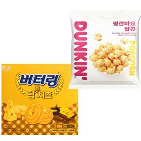 해태 버터링 딥황치즈 +던킨 명란마요 팝콘, 75g, 1개