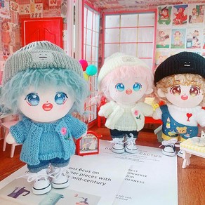 10cm 15cm 20cm 30cm 인형 옷 화이트 블랙 그레이 비니 모자 스웨터 세트, K