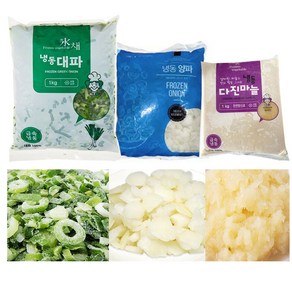 냉동야채3종 대파슬라이스 양파다이스 다진마늘 세트(각1kg), 1세트, 3KG