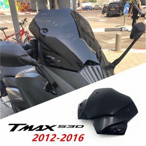 야 tmax530 TMAX 530 용 오토바이 액세서리 2012-2013-2014-2015-2016 12 16 윈드 스크린 블랙 실드, 1개