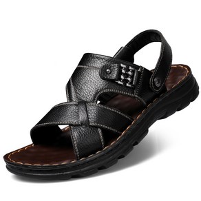 남자 샌들 편한 여름 미끄럼 방지 소가죽 슬리퍼 캐주얼 비치화 운전신발 Men's Sandals