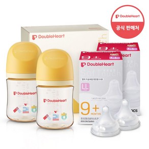 더블하트 모유실감 3세대 헤리티지 트윈팩 160ml (한글 사랑해) +젖꼭지 4입, 1세트, 트윈팩160ml(한글 사랑해)+젖꼭지(LL)2입x2개