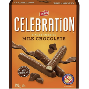 (캐나다 직구 ) LECLERC 셀리브레이션 밀크 초코 핑거 쿠키 240g Celebation Milk Chocolate Finges 240g, 6개