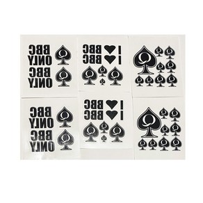 6 Sheet Temporary Tattoo Set QoS BBC ONLY I Love 6 시트 임시 문신 세트 QoS BBC 전용 I Love BBC 38 총 문신 퀸 오