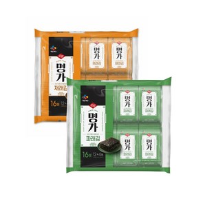 (상온)cj제일제당(주) 햇바삭명가김 파래김4gx16봉x1개+명가김재래김4gx16봉x1개, 2팩