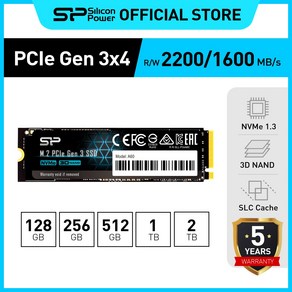 실리콘파워 PCIe Gen 3 x 4 M.2 2280 NVMe SSD P34A60, P34 A60, 512GB