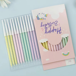 프롬아떼 얇은고 슬림하게 12P 토핑 올리기 생일초 슬림꽈배기 초, 슬림꽈배기12P_파스텔, 12개