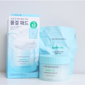 [본사 정품 한정] 브링그린 대나무 히알루 수분 부스팅 토너 패드 80매 (+80매 리필 기획) BAMBOO HYALU BOOSTING TONER PAD, 1개, 80매입