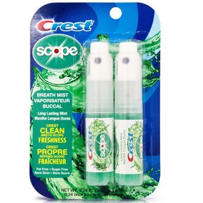 [당일배송] 크레스트 스코프 페퍼민트 구강 미스트 스프레이 0.24 fl oz 2개입, 2개, 7ml