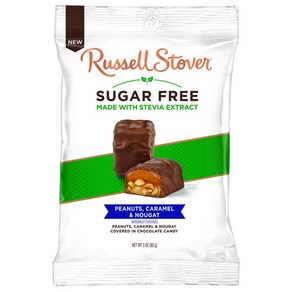 Russell Stove Peanuts 캐러멜 & 누가 초콜릿 캔디 무설탕 85g(3온스), 1개, 85g