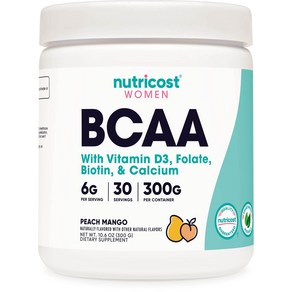 뉴트리코스트 BCAA 파우더 포 우먼 피치 망고맛 30회분 1병, 1개, 300g