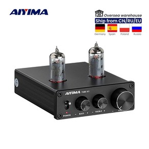 오디오 HIFI 바일 앰프 베이스 AIYIMA DC12V 고음 조정 튜브 6K4 프리앰프 스피커용, 02=A3튜브프리앰프EU, 4.A3 Tube Peamp EU