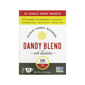 Dandy Blend 댄디 블렌드 인스턴트 허브 음료 단델리온 디카페인 2.8g 25패킷, 25개, 70g