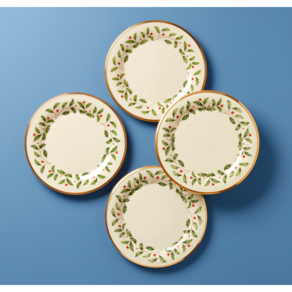 LENOX 레녹스 홀리데이 DINNER PLATES 4개 27cm, 아이보리