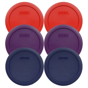 Pyex 7201-PC (2) Poppy Red (2) Puple & (2) Blue Round 4 Cup Plastic Stoage Lids Made in USA, 1개