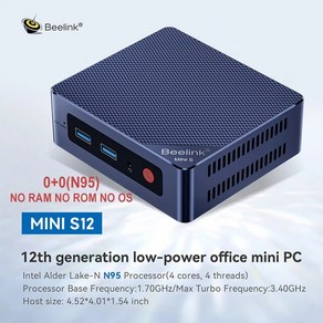 미니PC Beelink 미니 데스크탑 컴퓨터 S12 프로 N100 와이파이 6 BT5.2 윈도우 PC USB 3.2 Gen2 LAN 1000M N95 5 블루투스 4.2