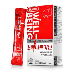 하루웰빙 L-에너르기닌 L아르기닌 6000mg BCAA함유 20g x 15포