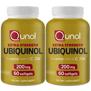 퀴놀 유비퀴놀 코큐텐 Qunol Ubiquinol COQ10 200mg 60 소프트젤 2병, 큐놀 엑스트라 스트렝스 액티브폼 유비퀴놀 코큐텐 200, 2개, 60정