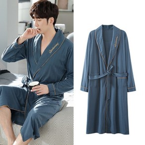 ANYOU 남성용 리미엄 순면 샤워가운 가정용 데일리 호텔 목욕가운, XL, 1개, L