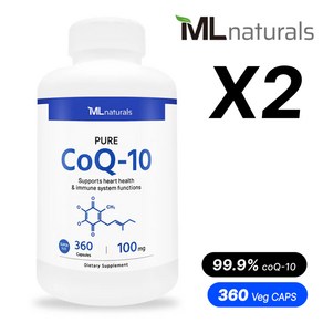 [미국빠른직구] 신제품 마이라이프 내추럴스 코큐텐 CoQ-10 100mg (수퍼사이즈), 2개, 360정