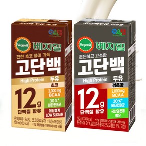 맛있는 단백질 정식품 고단백 두유(검은콩+ 초코)혼합구성 190ml 운동전후 단백질 식사대용 부모님건강 선물용 안전박스포장 건강두유 간식, 24개