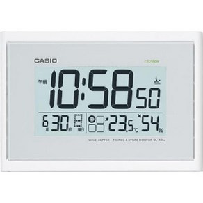 CASIO 카시오 IDL-100J-7JF [전파식 시계 캘린더 온습도 기능 탑재 화이트색], 단일