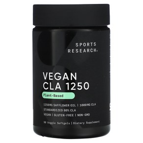 스포츠리서치 CLA 1250 식물성 원료 1250mg 식물성 소프트젤 90정, 2개