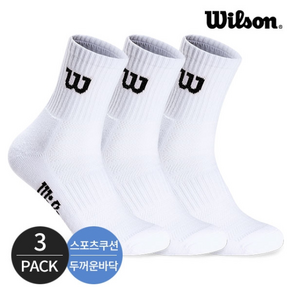 윌슨 남성 스포츠 쿠션 심플 발등메쉬 중목양말 3P_WH/BK, 3족세트_WHBK:FREE, 3족세트_WHBK