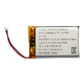 리튬폴리머배터리3.7V 1100mAh, 1개, 1개입