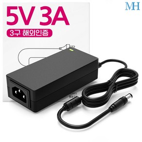 명호전자 5V3A 아답터 벽걸이형 해외 인증용 미국 일본 유럽 UL PSE DC 5V 3A 어댑터, 5V3A 3구해외/아답터만, 1개