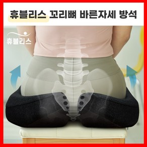 휴블리스 꼬리뼈 바른자세 방석 숯 메모리폼 치질 쿠션 자세교정, 블랙