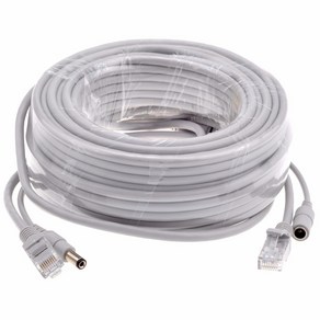 [툴스피어] 옵션 회색 CAT5/CAT 5e 이더넷 케이블 RJ45 전원 CCTV 네트워크 랜 케이블 시스템 IP 카메라용 5M 10M 15M 20M 30M, 6) 15M, 1개